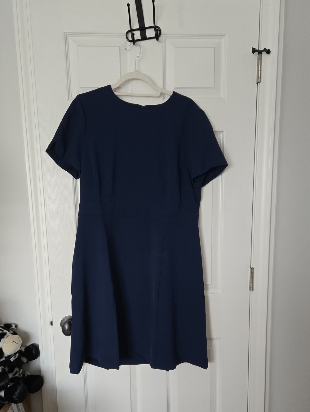 Ann Taylor Navy Fit-and-Flare Short Sleeve Dress